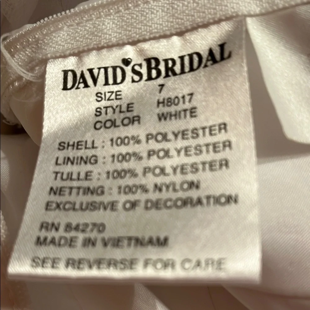 David's Bridal White Girls Embroidered Tulle Gown - Picture 9 of 13